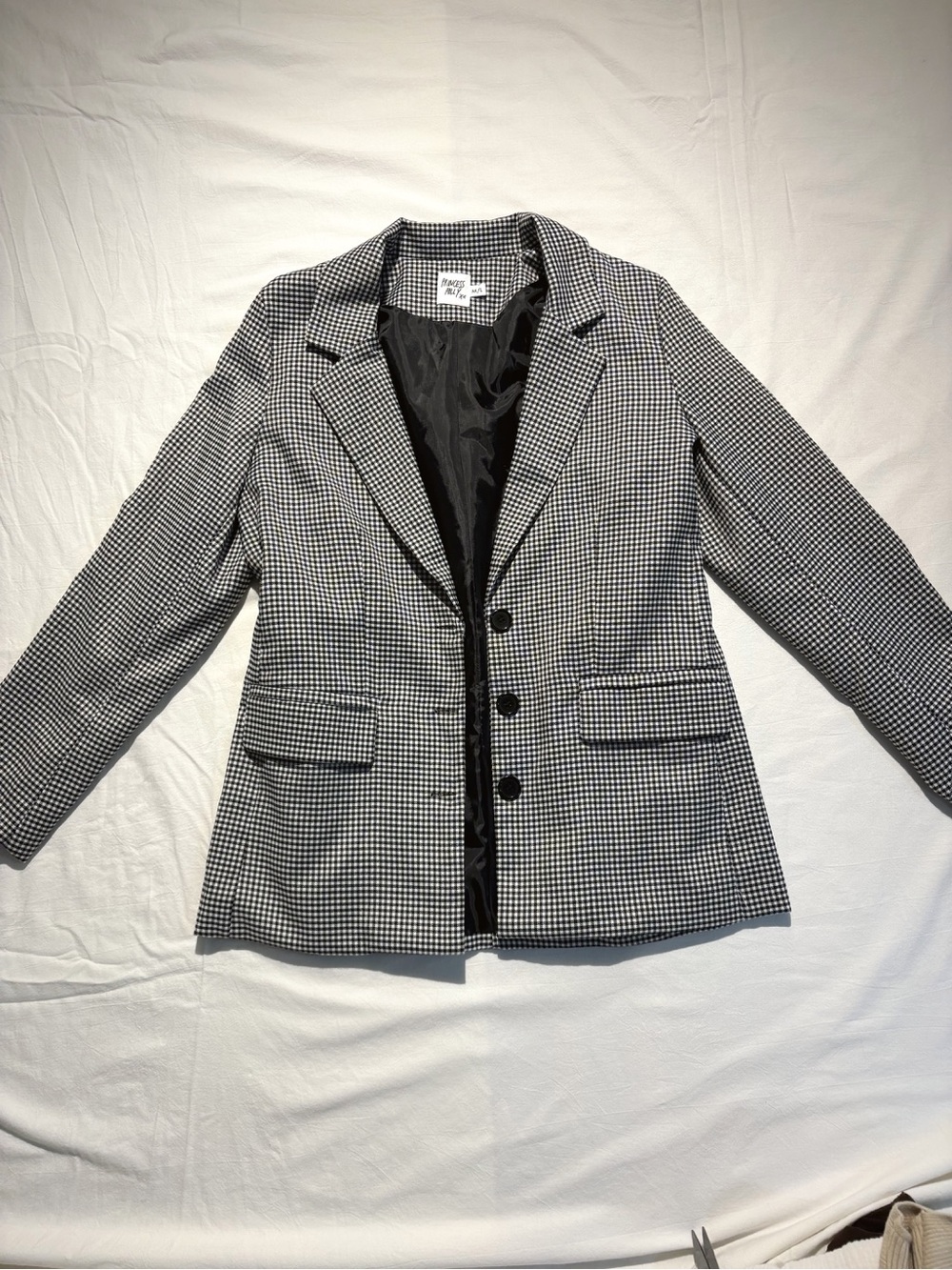 Princess Polly Black and White Checked Blazer Jacket M/L - Picture 4 of 6